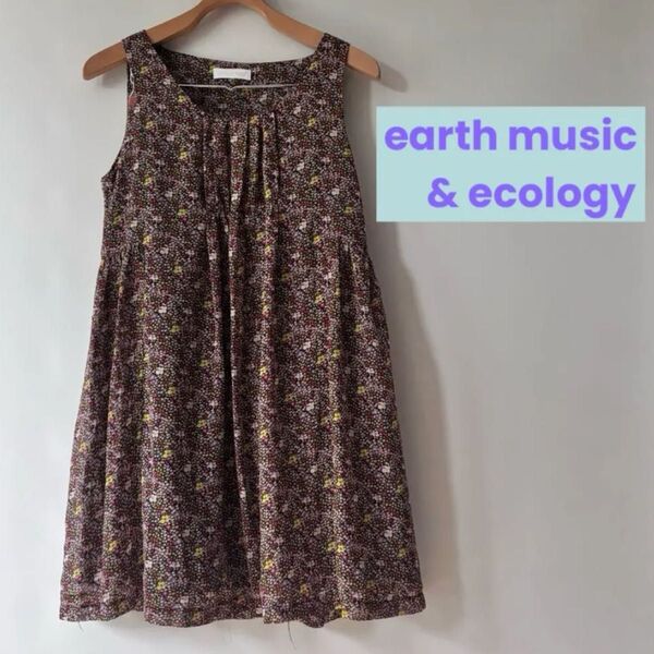 earth music&ecology ノースリーブ ワンピース 花柄 アースミュージック&エコロジー 【M】ひざ丈