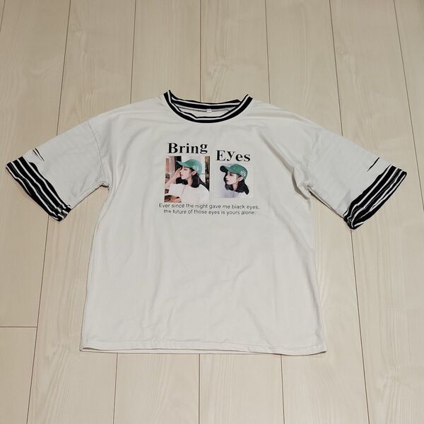 Tシャツ ホワイト ボーダー 140cm