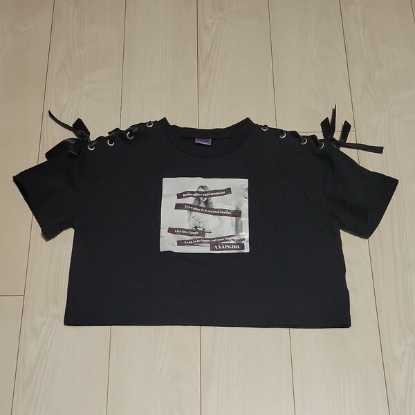 ANAPGIRL 半袖Tシャツ 黒 リボン 150cm