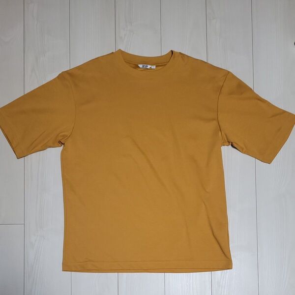 ユニクロ エアリズムコットンオーバーサイズTシャツ マスタードイエロー Lサイズ