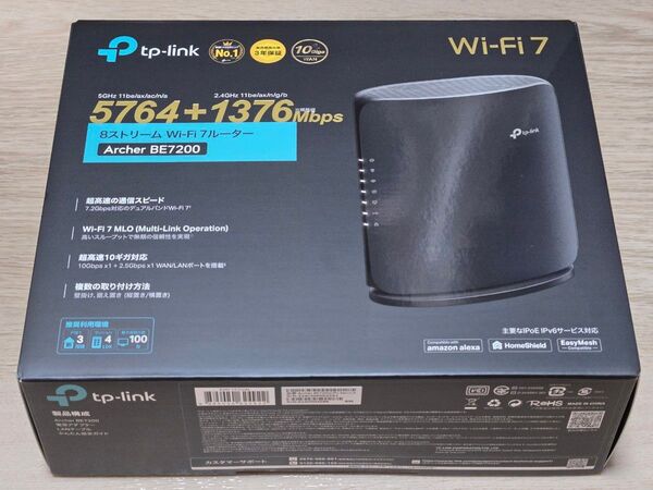 【新品同様】 TP-Link Archer BE7200 WiFi7 無線LANルーター EasyMesh デュアルバンド