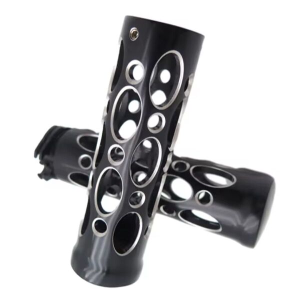 1インチ 25mm メッキ ハンドルグリップ アルミビレット ドリルド ブラック