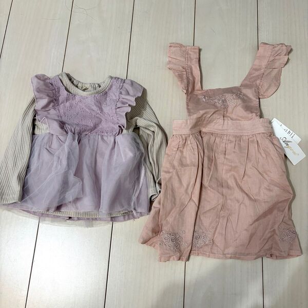 未使用 ベビー服 90 ワンピース トップス2点セット