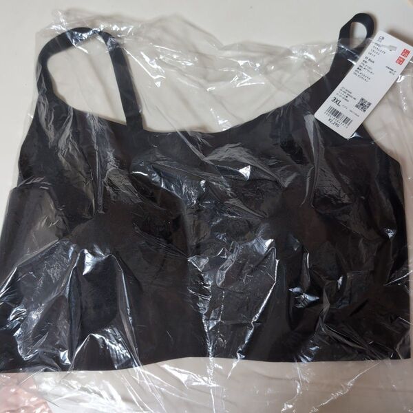 ユニクロ ワイヤレスブラリラックスUネック3XL ブラック 未使用