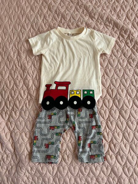 半袖 Tシャツ ズボン 上下セット 男の子 キッズ 子供服 汽車 95cm