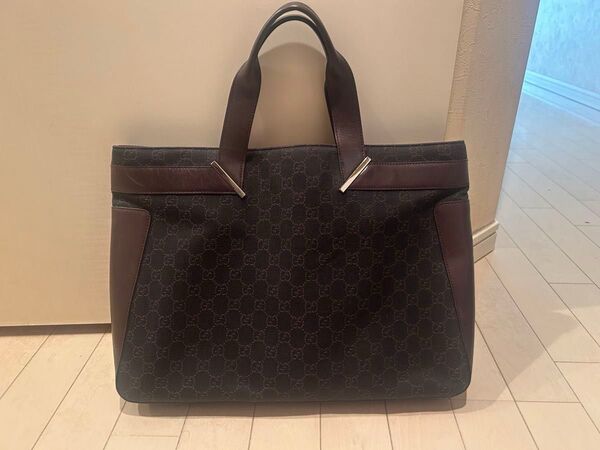 GUCCIビジネスバッグ ブラウン キャンバス/レザー