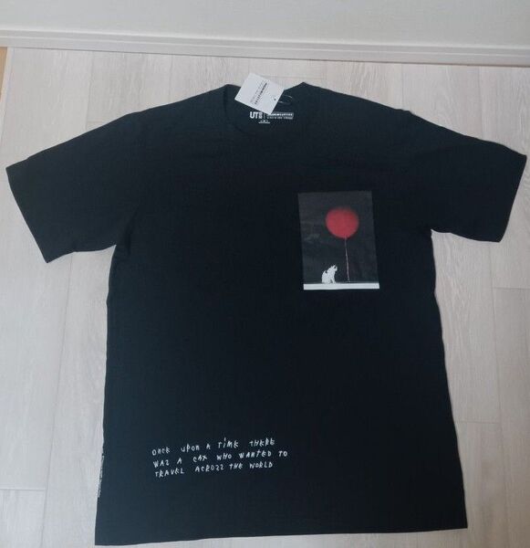 ユニクロ UT 猫 風船 イラスト Tシャツ メンズ Mサイズ 黒 ブラック 未使用 マグナム・フォト