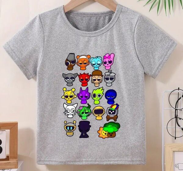 新品 スプランキー Tシャツ 100 110 120 グレー ブラッド オレン 半袖Tシャツ sprunki