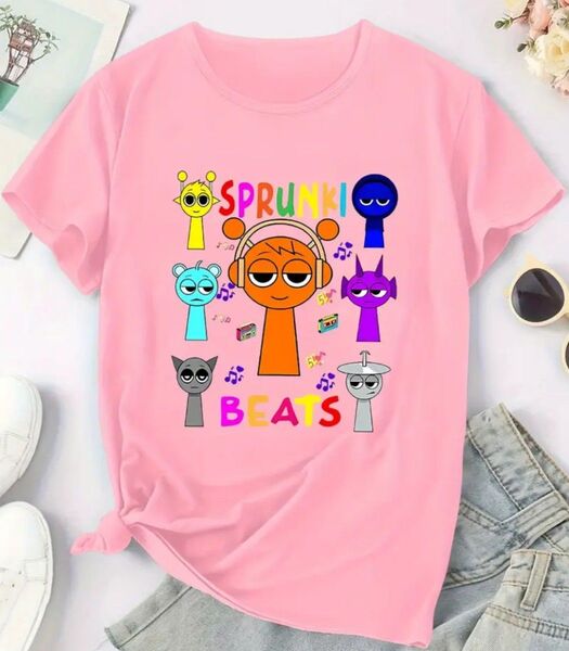 新品 スプランキー Tシャツ 100 110 120 ピンク オレン ジェビン 半袖Tシャツ sprunki