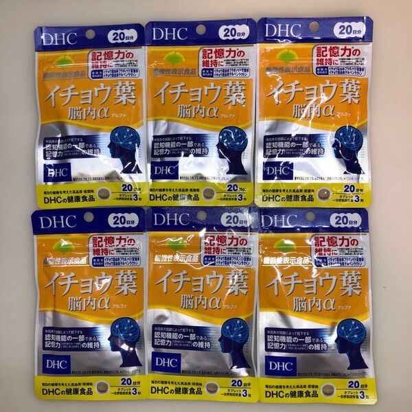 DHC イチョウ葉 脳内α 20日分 記憶力の維持 ディーエイチシーサプリメント 健康食品×6袋