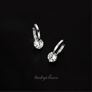 ピアス 一粒ダイヤフープピアス シルバー