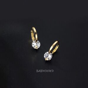 ピアス 一粒ダイヤフープピアス