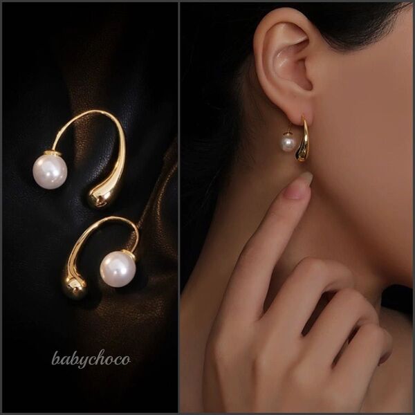 ピアス パールキャッチドロップピアス