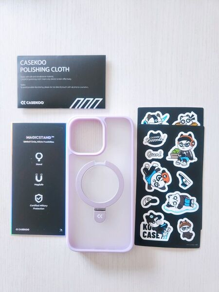 CASEKOO iPhone14ProMax ケース スタンド MagSafe iPhoneケース ピンク アイフォン シール