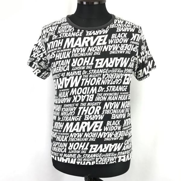 Exclusive to Japan★MARVEL × GU/ジーユー★半袖Tシャツ【メンズS/黒×白/マーベル/総柄/black×white】Tops/Shirts◆BH981