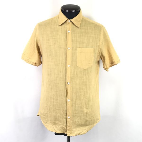 美品/日本製★アーバンリサーチ/urban research★半袖シャツ【メンズL/黄系/yellow/無地】Tops/Shirts◆BH995