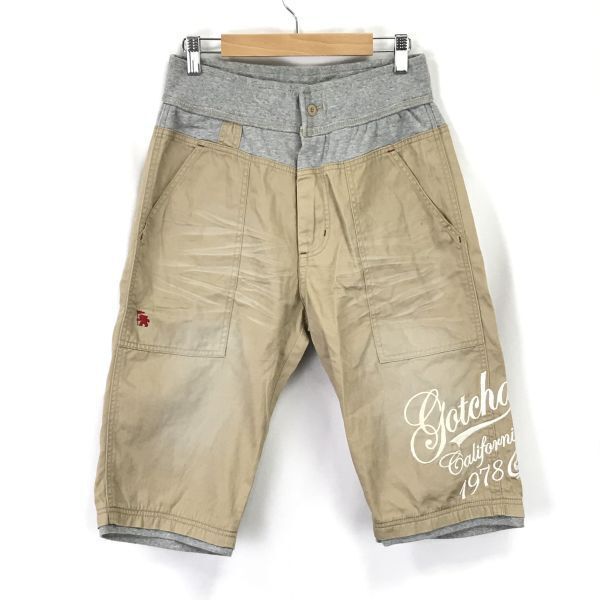 ガッチャ/GOTCHA★ハーフパンツ【メンズM(W80cm//ウエストゴム/股下34cm/ベージュ/beige】Pants/Trouser◆BH645