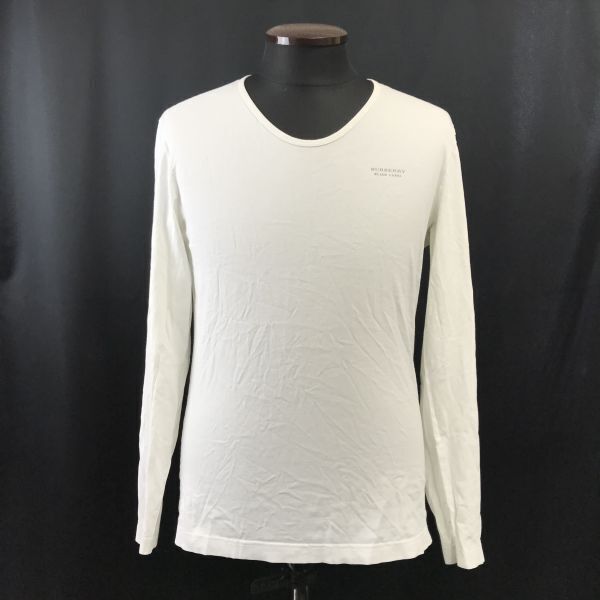 三陽商会★BURBERRY BLACK LABEL/バーバリー★長袖Tシャツ/ロンT【size2(メンズM/white/白】シンプル/カットソー/Tops/Shirts◆BH625