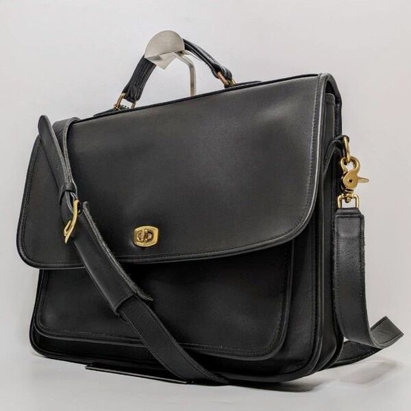 Coach オールドコーチ ウィリス ビジネスバッグ 2way ターンロック ブリーフケース レザー ブラック ショルダーバッグ