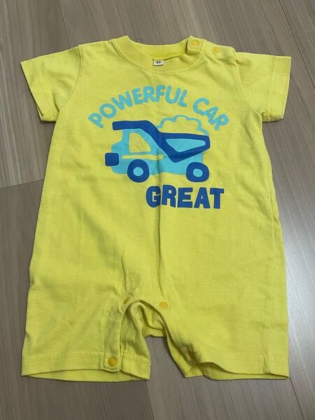 ベビー ベビー服 ロンパース 車 黄色 半袖 女の子 男の子 キッズ 子供服 カバーオール