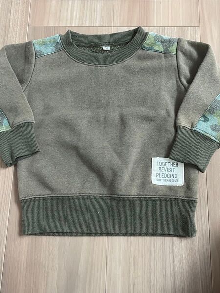 カーキ トレーナー 迷彩柄 袖付き 80 長袖 ベビー服 ベビー用品 子供服 裏起毛 スウェット