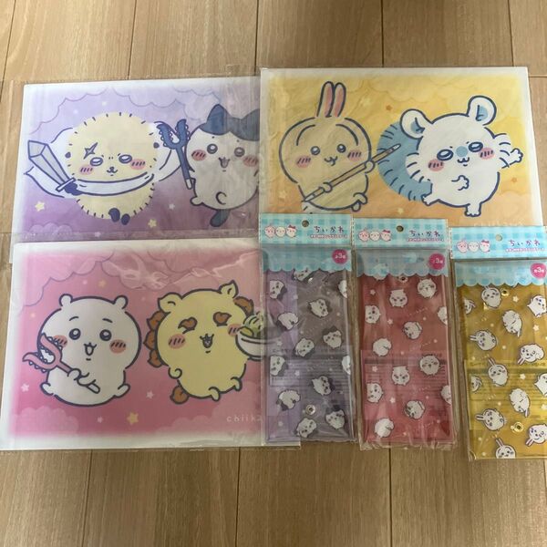ちいかわ ボタン付き ロングクリアケース A4 クリアファイル クリアホルダー ハチワレ ウサギ キャンドゥ 3種 6枚