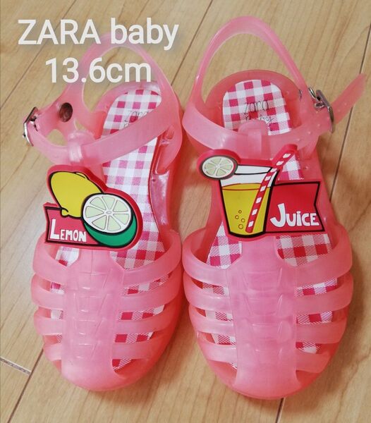 中古 ZARA baby ザラベビー ラバーサンダル 13.6cm レモン ライム ジュース 13cm 13.5cm 22表示