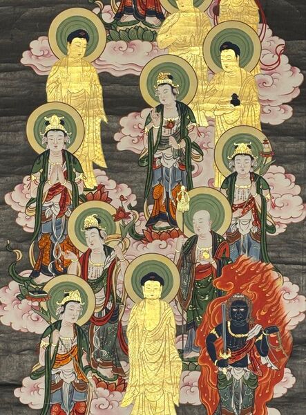 「極彩色木版画 十三仏」江戸時代 1枚|仏教美術 仏画 木版刷り 和本