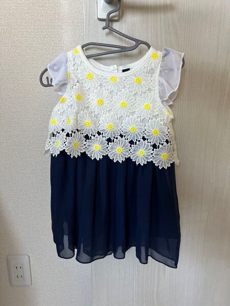 ベビー服 キッズ服 ワンピース ドレス 花柄 ベビー キッズ 90 半袖 春 夏 重ね着風
