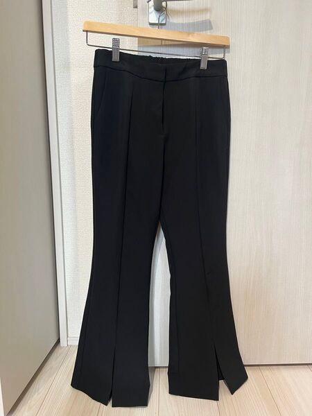 AZUL by moussy スラックス ブラック 黒 パンツ センタープレス 前スリット 春 夏 秋 冬 レディース S