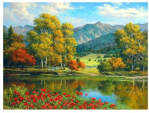 ダイヤモンドアート 自然 木 花 緑 植物 ビーズ 絵画 キット 風景 diy