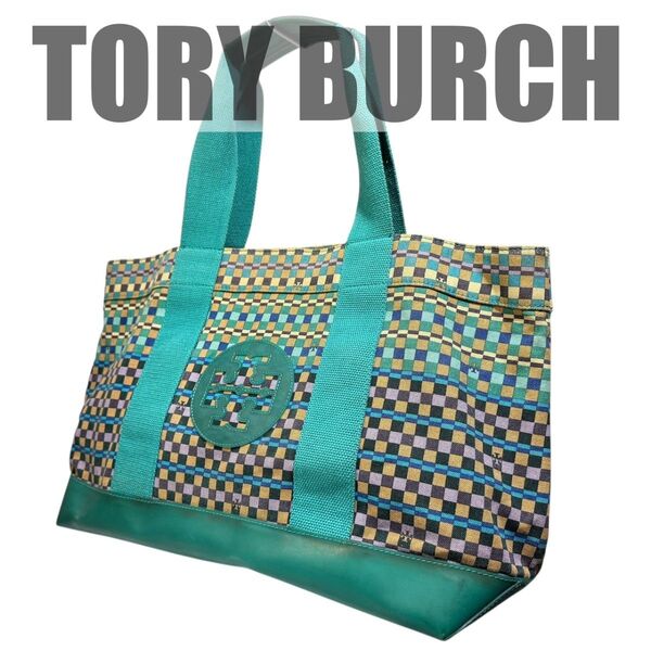 TORY BURCH トリーバーチ キャンバス トートバッグ ショルダーバッグ 総柄 A4 肩掛け
