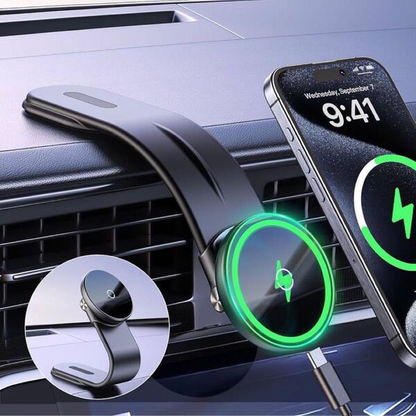 車載ホルダー スマホホルダー 車 携帯ホルダー マグネット ワイヤレス車載充電器 MagSafe