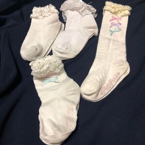 女児 女の子 ホワイト 靴下 4足セット