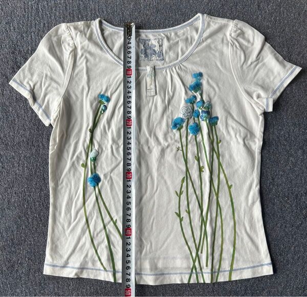未使用品 IM MAgo 半袖Tシャツ ホワイト ビーズ 刺繍 サイズ40