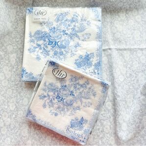 Burleigh ブルーアジアティックフェザンツペーパーナプキン 紙ナプキンカルトナージュ花柄デコパージュアフタヌーンティー