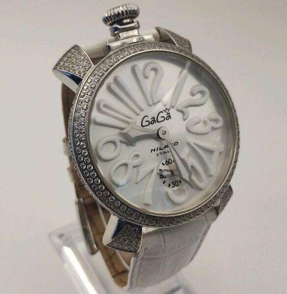 【可動品】GaGaMILANO ガガミラノ マヌアーレ 48 フルダイヤカスタムベゼル 腕時計 手動