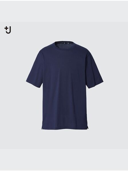 ユニクロ+ J スーピマコットン リラックス フィット クールネック T シャツ L サイズ 69 ネイビー