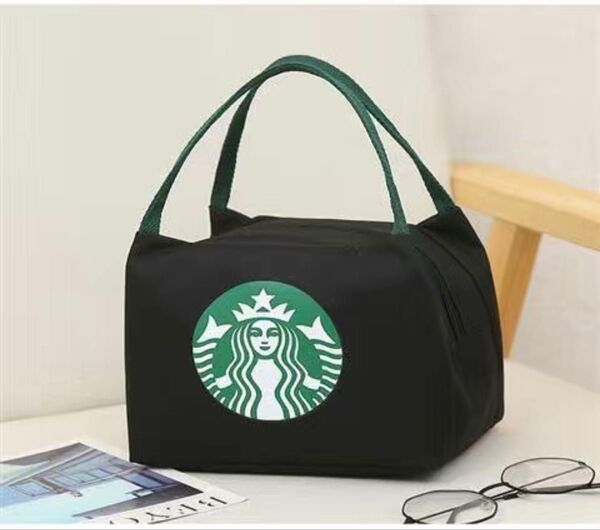 スタバ日本未発売 弁当バッグ トートバック ハンドバッグ ブラック 保冷バッグ