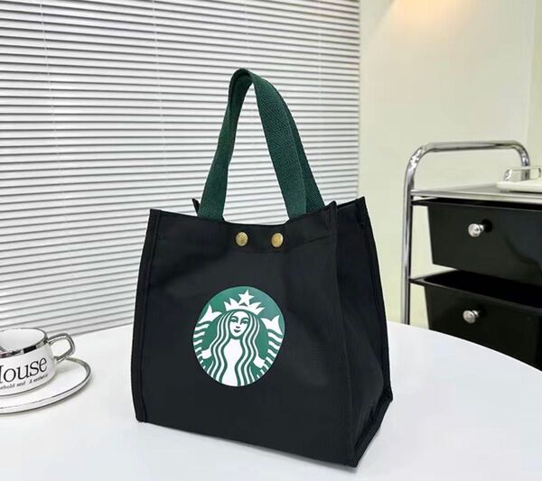 スタバ ランチバッグ トートバッグ保冷バッグ キャンバス ブラック