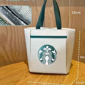 スタバ 弁当バッグ ランチバッグ トートバッグ 男女兼用 ホワイト保温