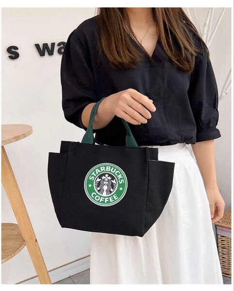 スターバックス トートバッグお弁当バッグランチバッグ ブラック