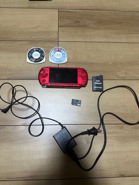 SONY ソニー PSP-3000 プレイステーションポータブル ソフト付き 充電器付き 他社バッテリー付き 〇ボタン凹み
