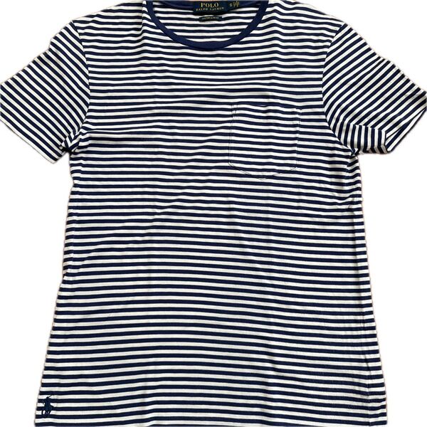 ラルフローレン Tシャツ ボーダー 紺色 メンズサイズ XS レディース 薄手
