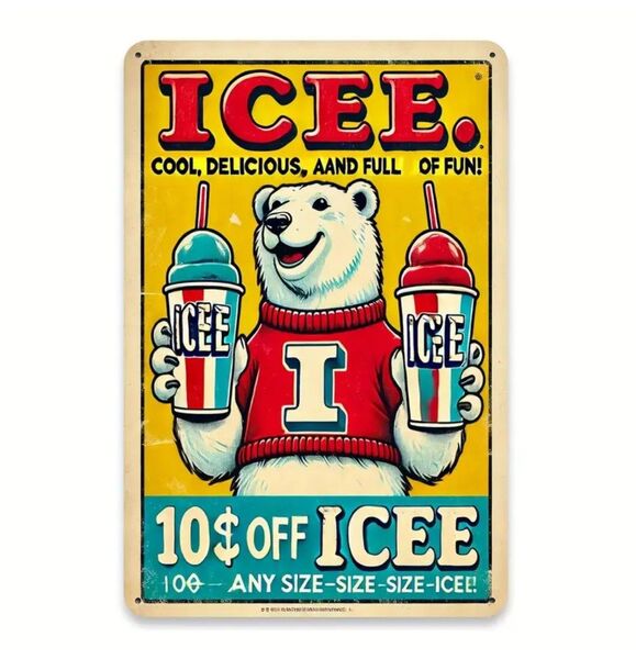 ICEE BEAR ② アイシーベア ブリキ看板 アメリカン雑貨 USA