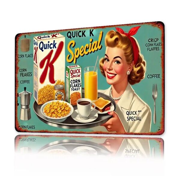 ケロッグ Kellogg's 金属ブリキ看板 アメリカン雑貨 アメリカンダイナー ティンプレート アメリカン雑貨