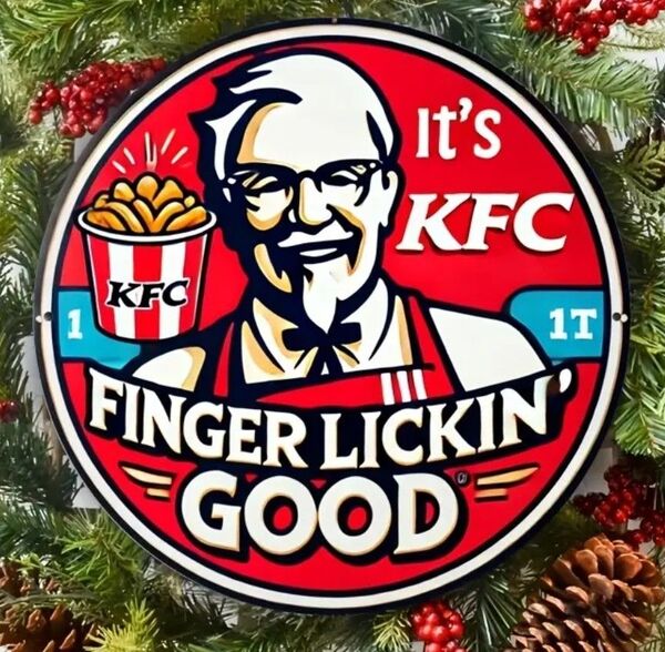 ケンタッキーフライドチキン ① KFC ブリキ看板 プレート アメリカン雑貨 ラウンド型メタルサイン