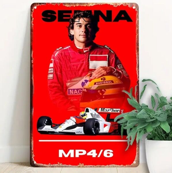アイルトン・セナ ⑪マクラーレン F1 ブリキ看板 サインプレート アメリカン雑貨 ガレージ