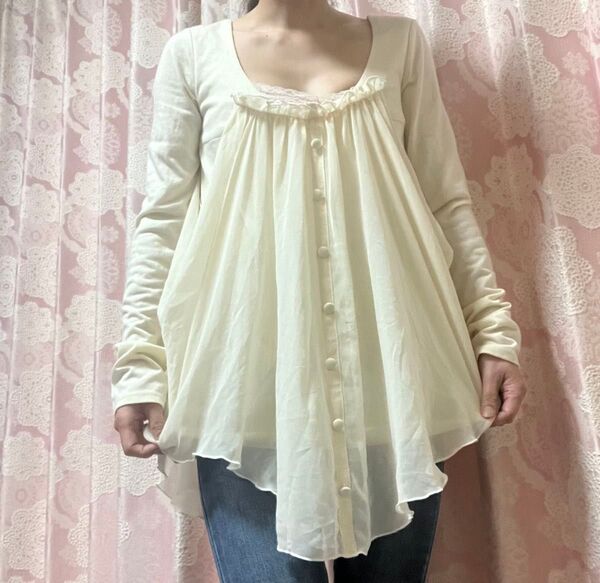 【リエンダ】シフォン重ねトップス