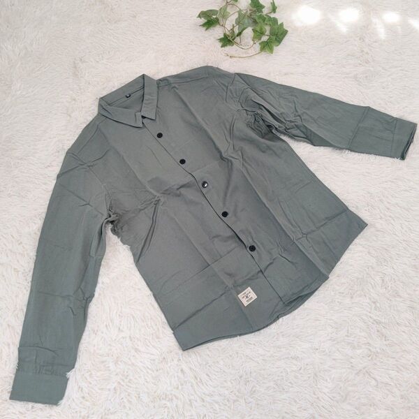長袖シャツ 3XL メンズ 長袖 カジュアル ボタンシャツ 無地 スリム シャツ コットン100